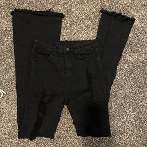 Black Ripped Flare Jeans